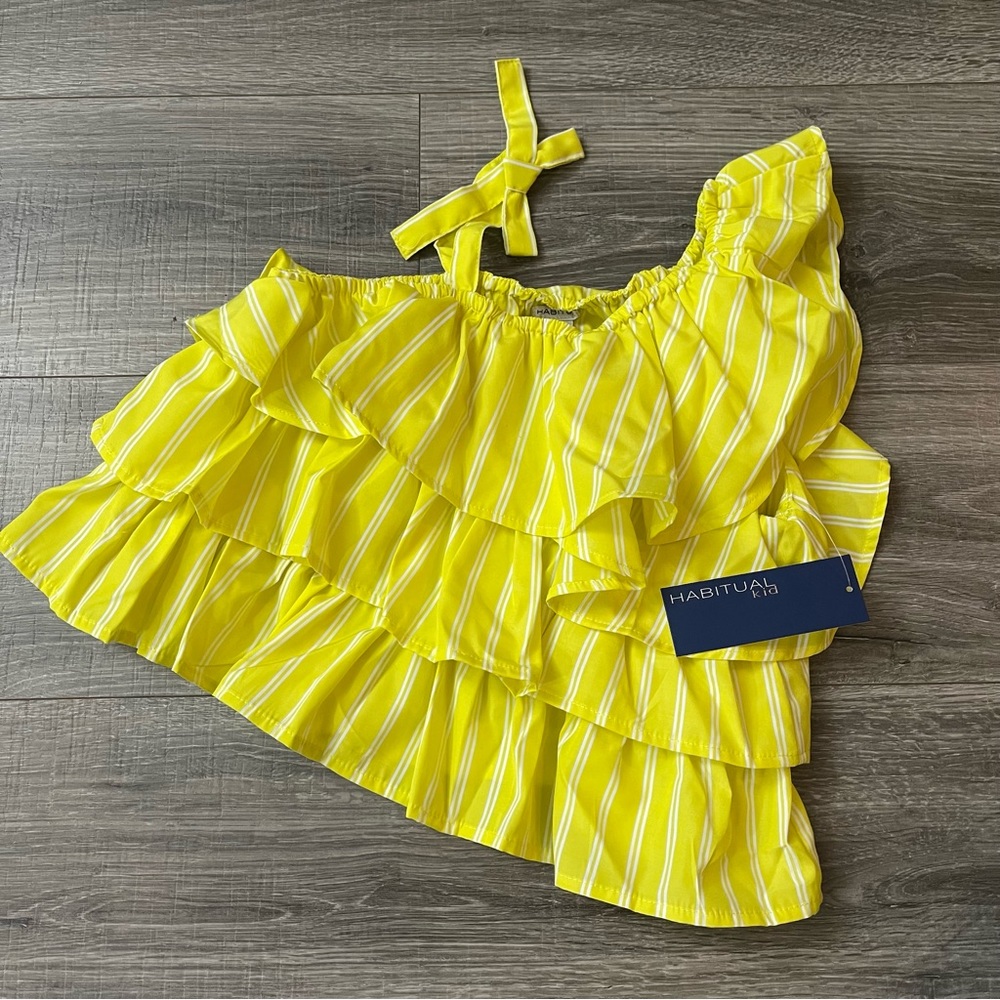 NWT Habitual Kid Summer Lime Ruffle Striped Top Girls size 10